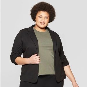 2X Ava & Viv Black Knit Blazer